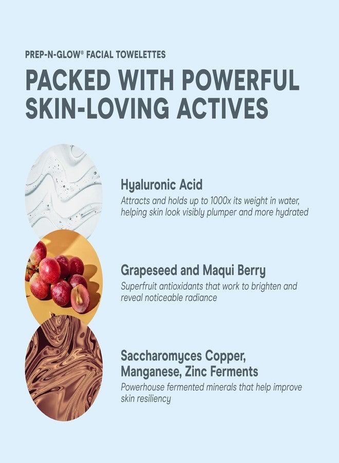 نوفيس مناديل NuFACE Prep-N-Glow للوجه - مناديل 2 في 1 لإزالة المكياج وتقشيره وتنظيفه، مناديل سفر للوجه بحمض الهيالورونيك لترطيب البشرة وتفتيحها للحصول على بشرة متألقة - 5 مناديل مغلفة بشكل فردي - Image 4